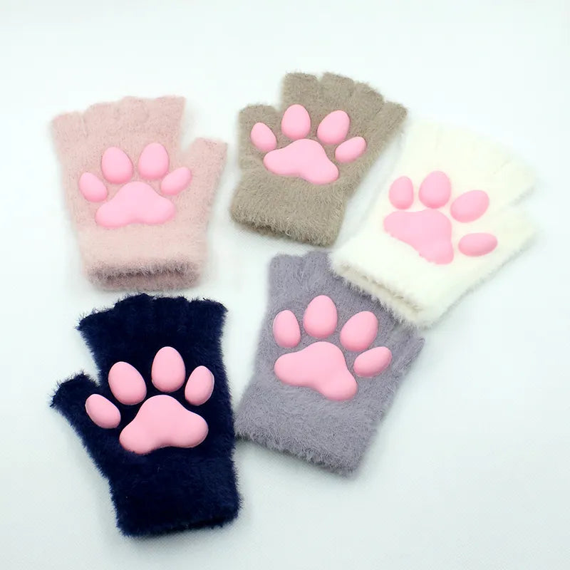 BowLift | 3D Cat Paw Soft Fingerless Gloves