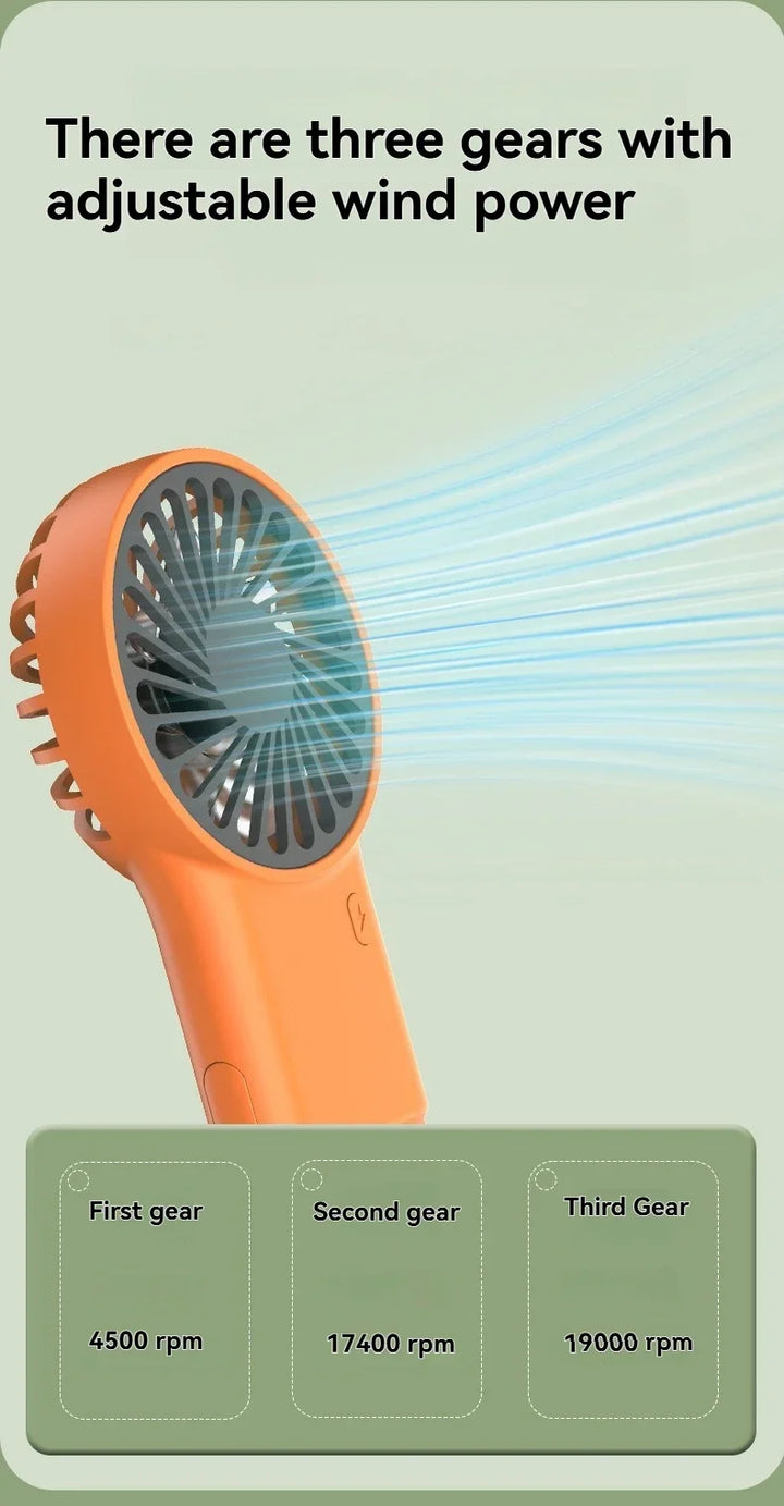New Foldable USB Rechargeable Mini Fan | Handheld Desktop Fan with Cartoon Design & Hook for Outdoor, Home & Office Use | Bowlift