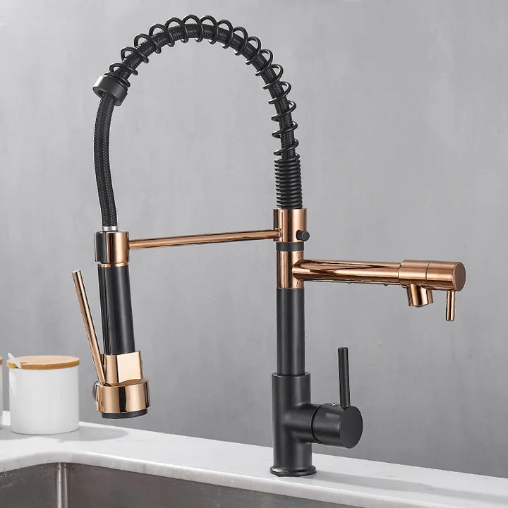 BowLift | DualFlow Kitchen Faucet - Luxurious Double Bronze Kitchen Faucet