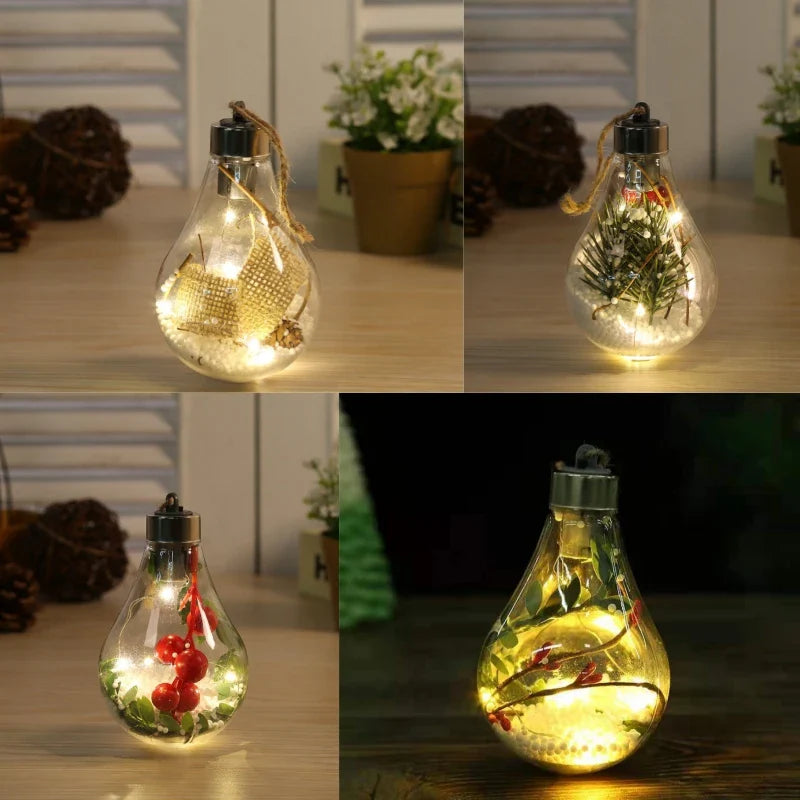BowLift | LumiLeaf LED Light Orb with Leaves | Transparent Decorative Light with Warm Sparkle | Battery Operated & Hangable | For Weddings, Christmas & Living Room