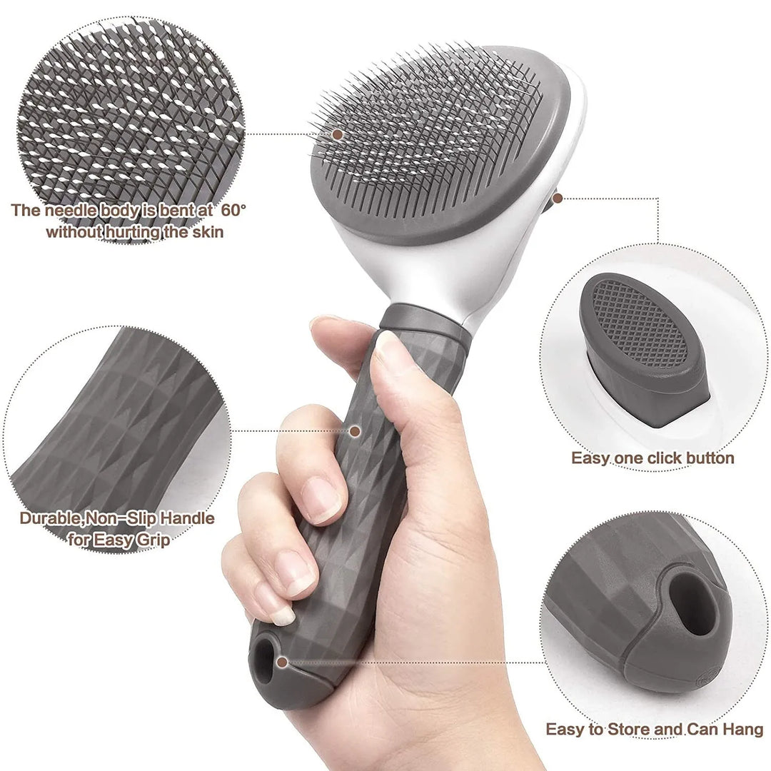 BowLift | FELLINO Pet Hair Brush | For Dogs & Cats | Gentle Coat Care & Hair Removal – With Stainless Steel Brushes & Massage Function