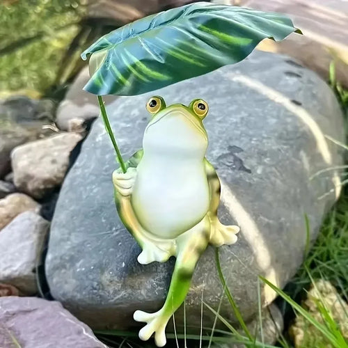 BowLift | Frog on Lotus Leaf Figure for Aquarium Garden Decoration and Balcony Decoration