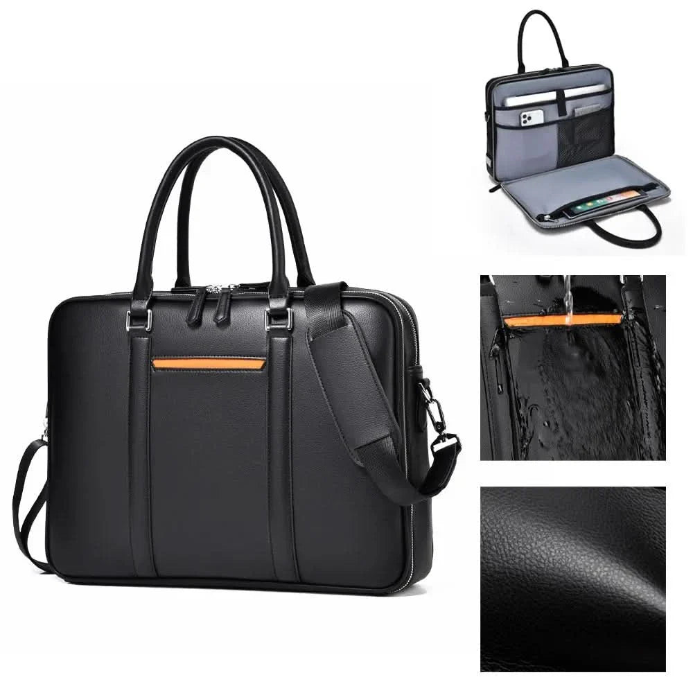 BowLift | Manhattan Leather Business Laptop Briefcase Crossbody Handbag