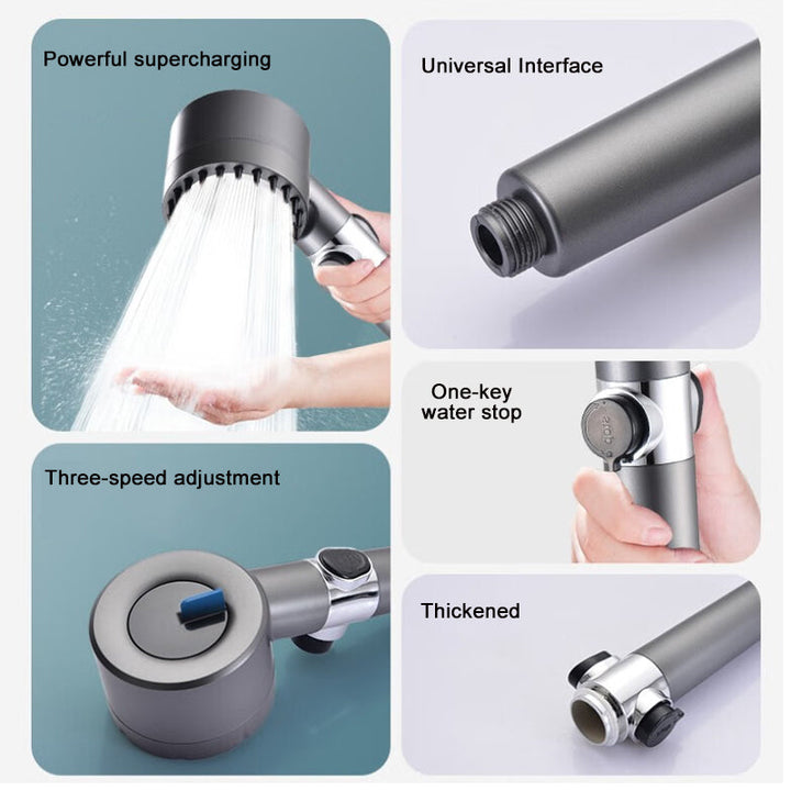 High-Pressure Showerhead with Micro-Hole Spray Design and Up to 200% More Pressure