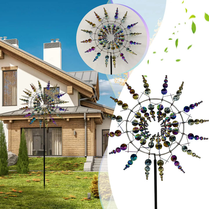 Unique Solar-Powered Kinetic Metal Windmill Spinner - Magical Wind Collectors for Patio, Garden, Lawn Outdoor Decoration Bowlift