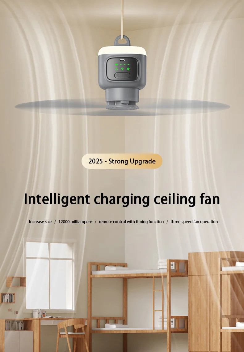 12000mAh Portable Ceiling & Camping Fan – Outdoor Tent Air Circulator and Cooling Ventilator | Bowlift