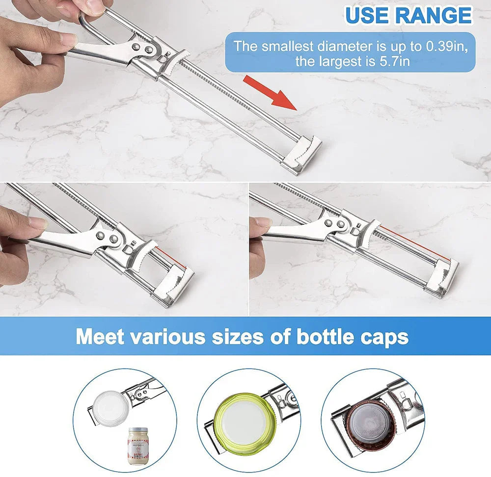 BowLift | Glass Opener Gripano | Adjustable Stainless Steel Lid Opener | For Weak Hands | Non-Slip Handle & Easy to Use