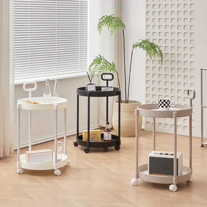 BowLift | 2-Layer Side Table on Wheels with Handle