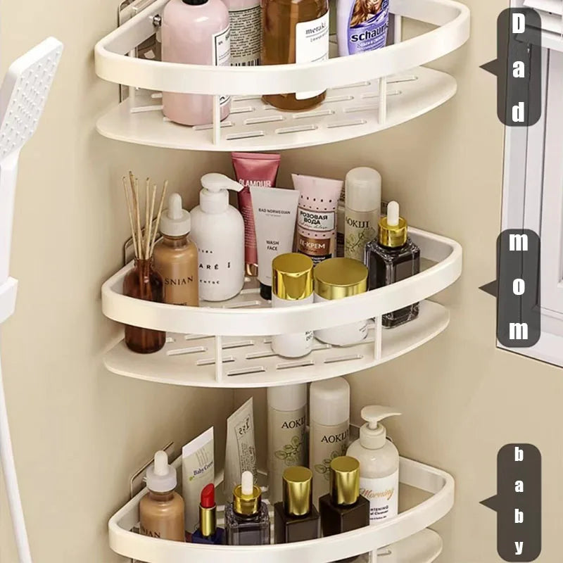 BowLift | AquaSpace Pro | Corner Shower Shelf Without Drilling | Aluminum | Rust-Free & Load-Bearing | Bathroom Shelf in Black, White, Silver or Black-Gold