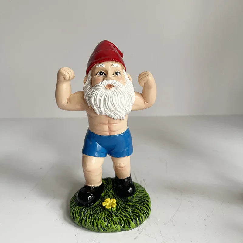 BowLift | Funny Gnome Figurine made of Resin as Weightlifter for Garden Decoration