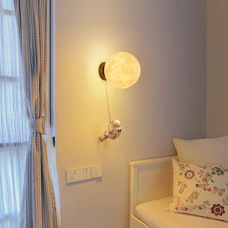 LunarGlow Wall Lamp - Moon-shaped Astronaut Lighting Bowlift