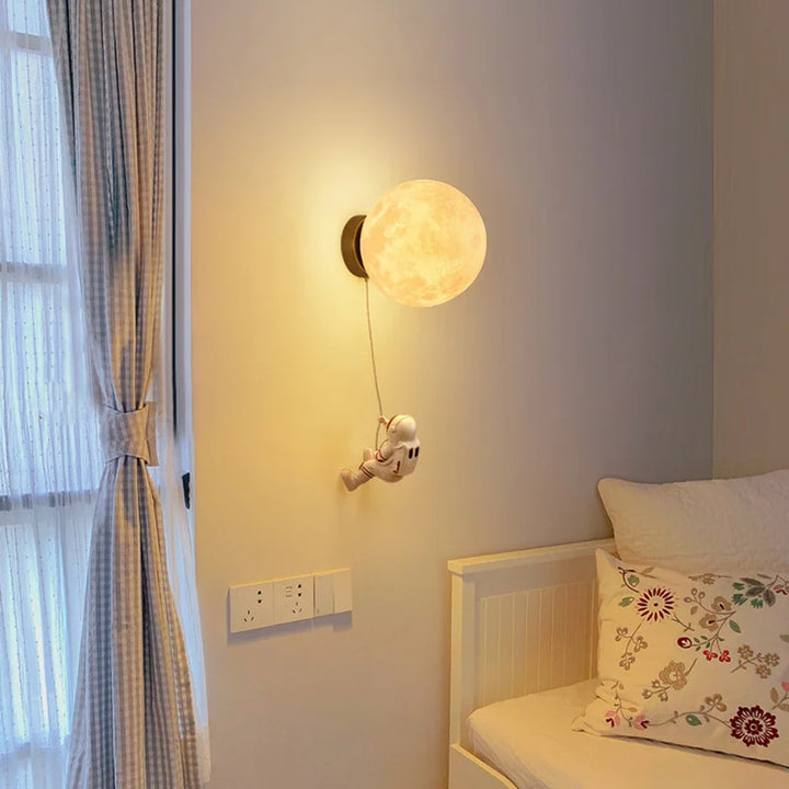 LunarGlow Wall Lamp - Moon-shaped Astronaut Lighting Bowlift