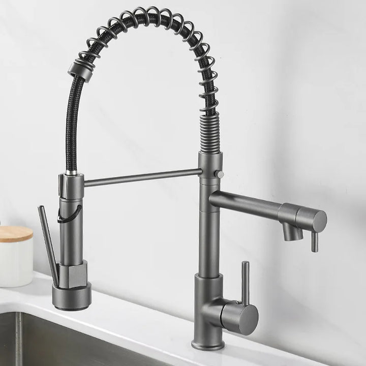 BowLift | DualFlow Kitchen Faucet - Luxurious Double Bronze Kitchen Faucet