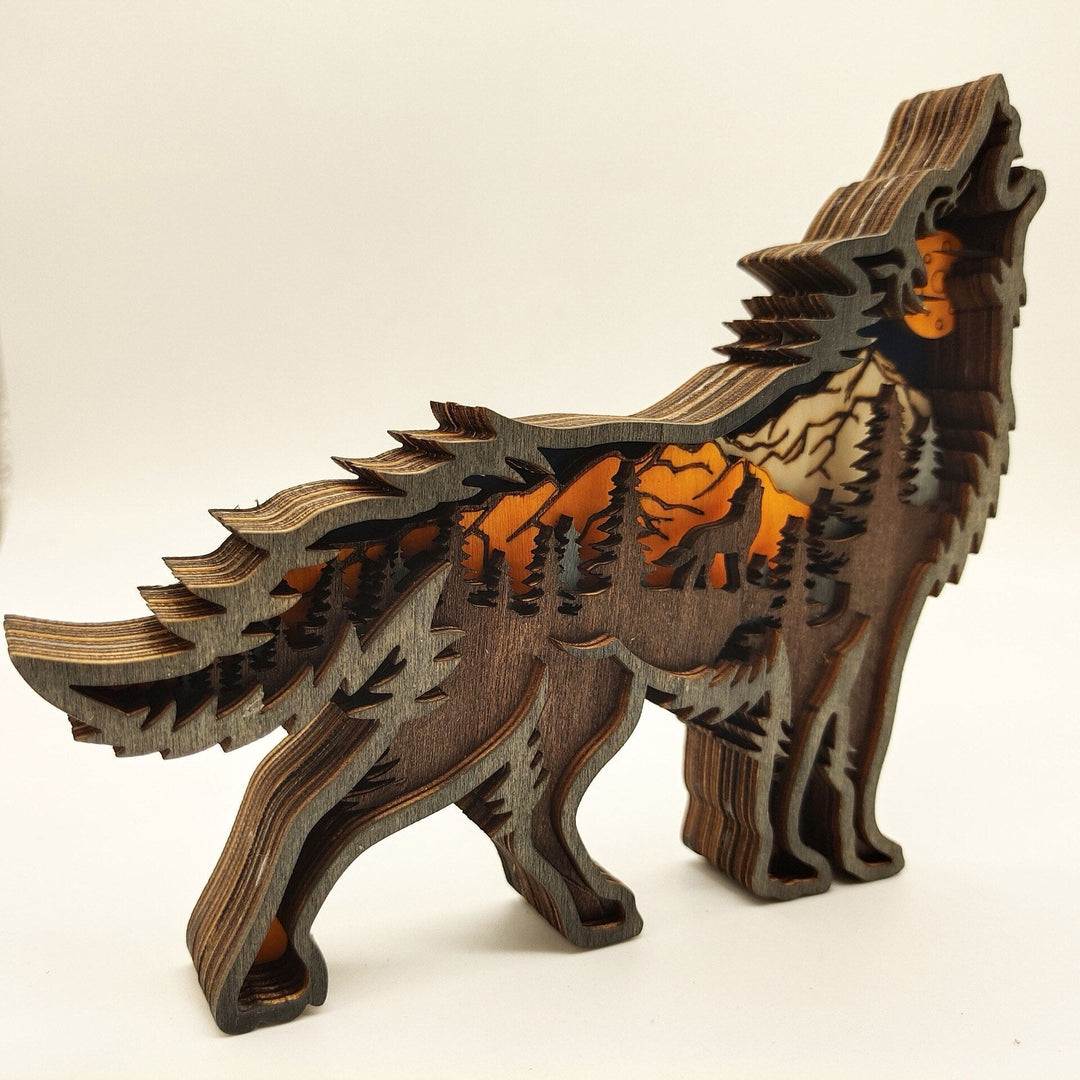 BowLift | Nightglow Wooden Craft Wolf Decor