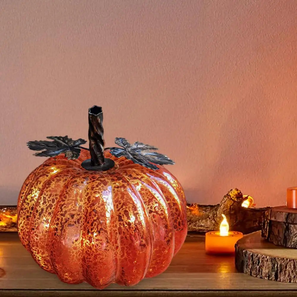 BowLift | Aurelia Glow Glass Pumpkin Decoration | Starry Sky Design | LED & Timer Function | Autumn & Halloween