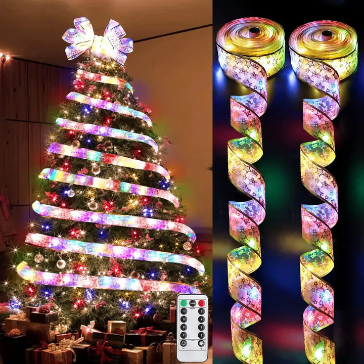 BowLift | Lumibelle | Christmas ribbon with light chain | LED ribbon light | For tree, window & table decoration | Warm white | Christmas & New Year 2026