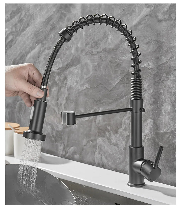 BowLift | DualFlow Kitchen Faucet - Luxurious Double Bronze Kitchen Faucet