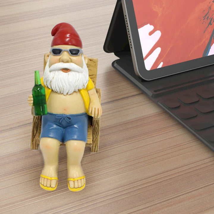 BowLift | Sunbathing Gnome Statue made of Resin with Lounger for Garden Decoration