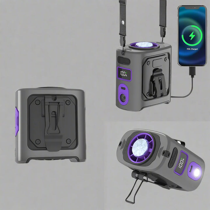 BowLift | 8000mAh Portable Cooling Waist Fan with Power Bank & LED Light – FrostBreeze