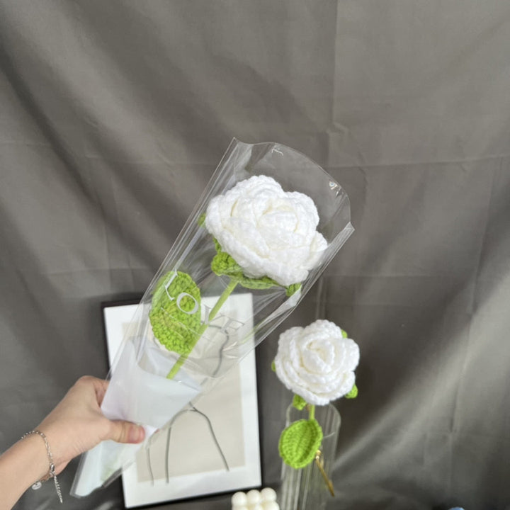 Hand-knitted rose bouquet