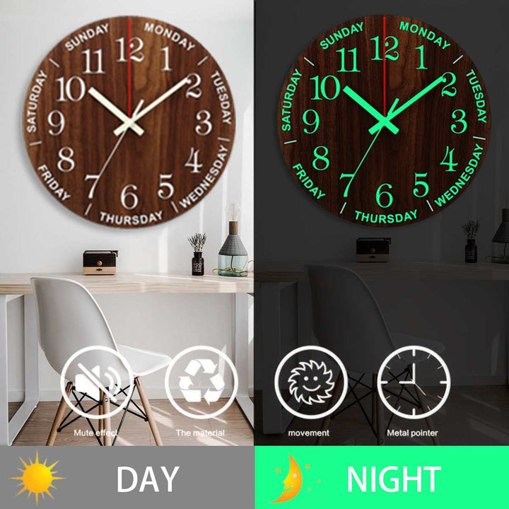 BowLift | Nordic Luminous Wood Silent Wall Clock
