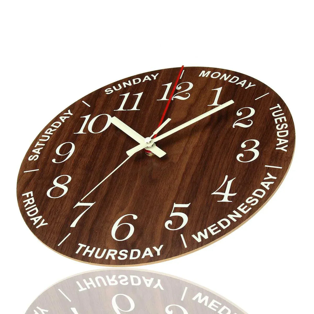 GlowClock – Luxe Wooden Wall Clock with Night Light Bowlift