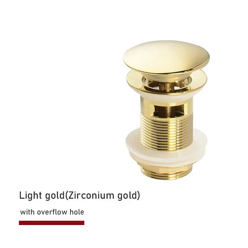 Drain screw with push-down popup – brass | 11 colors | With or without overflow Bowlift