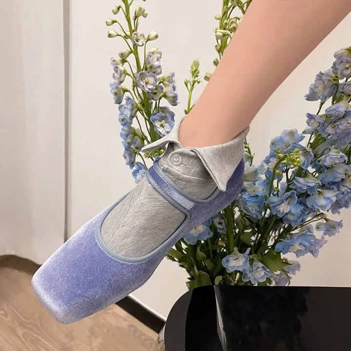 BowLift | Soft Grip Button Ankle Socks