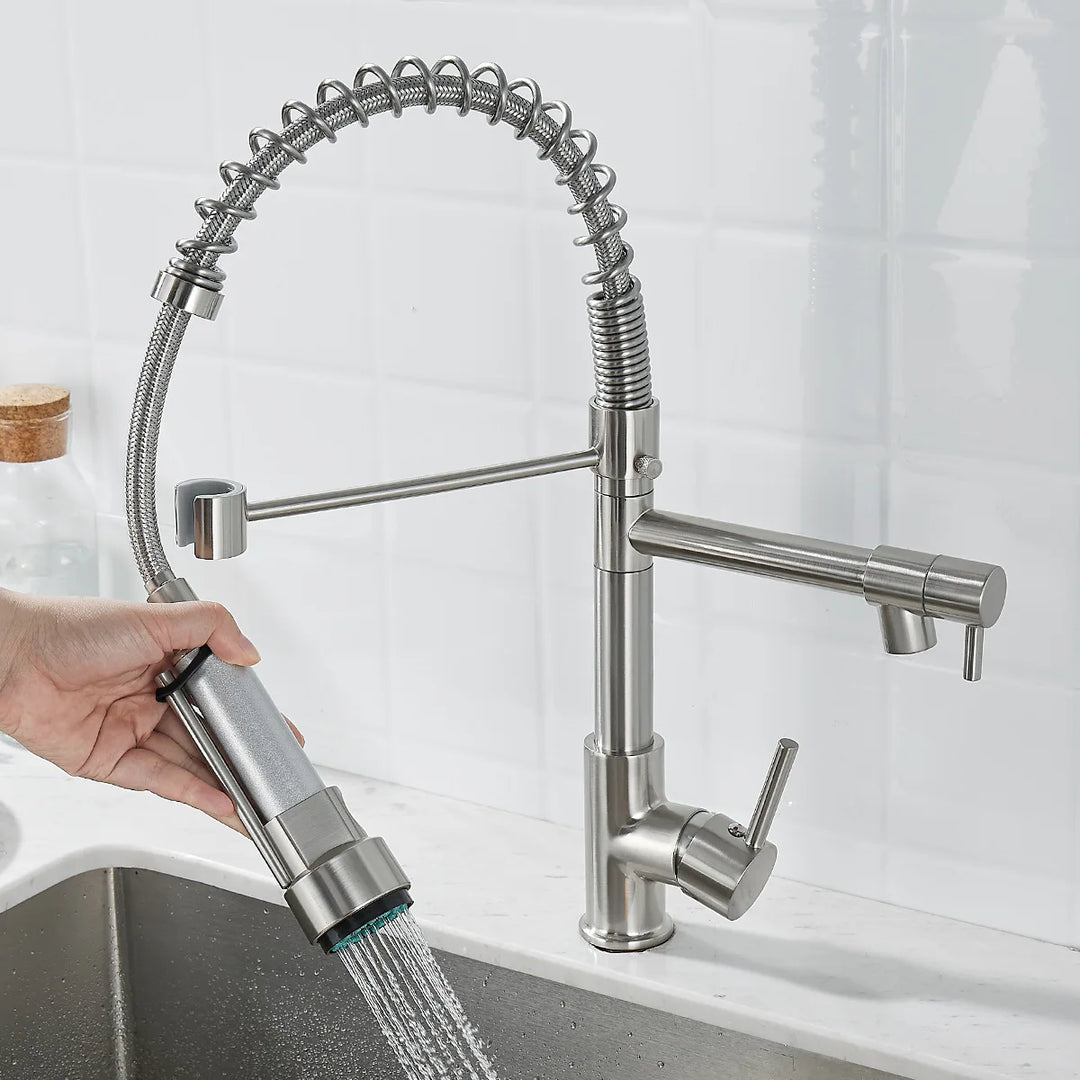 BowLift | DualFlow Kitchen Faucet - Luxurious Double Bronze Kitchen Faucet