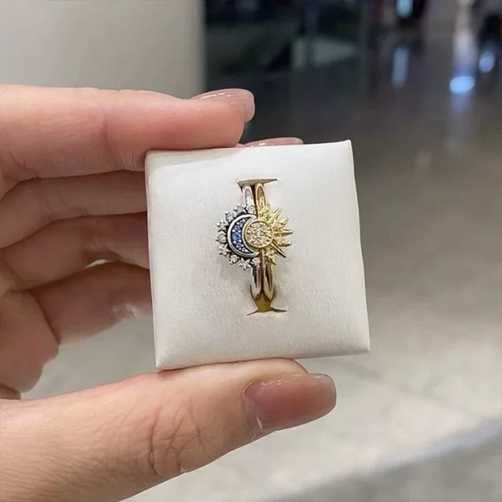 BowLift | Celestial Sun and Moon Charm Sparkling Ring