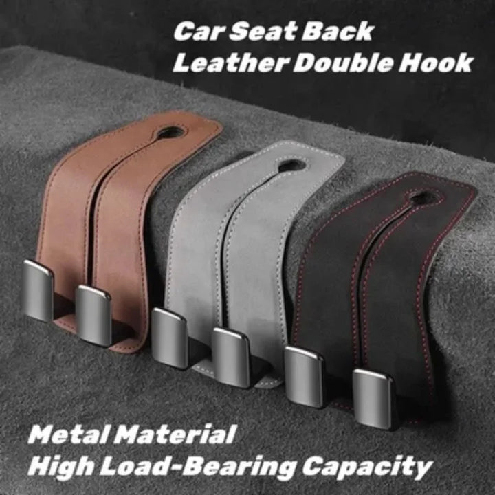 BowLift | Double Hook Car Back Seat Organizer Leather Hooks