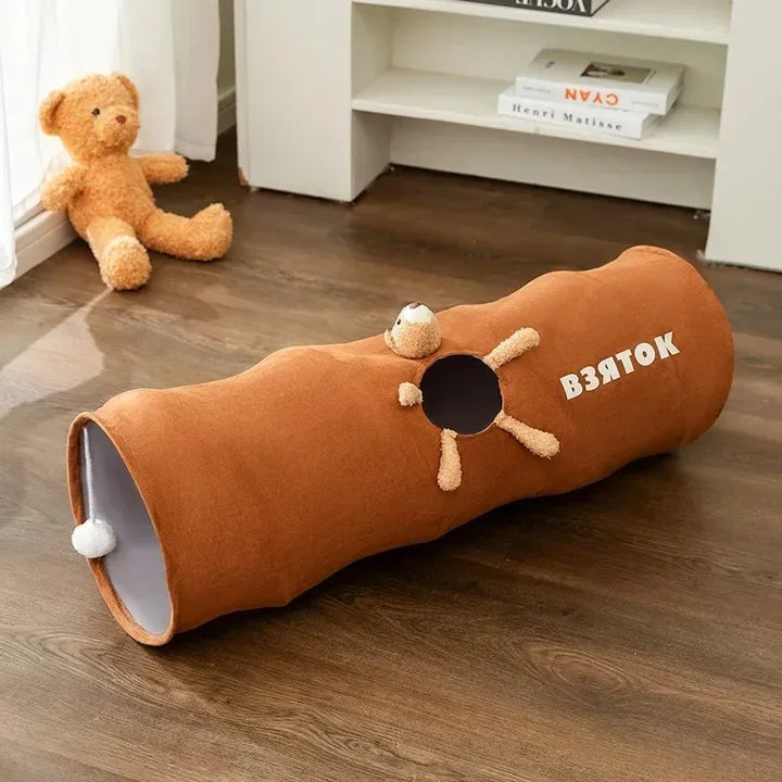 Collapsible cat tunnel for indoor cats to play and hide Bowlift