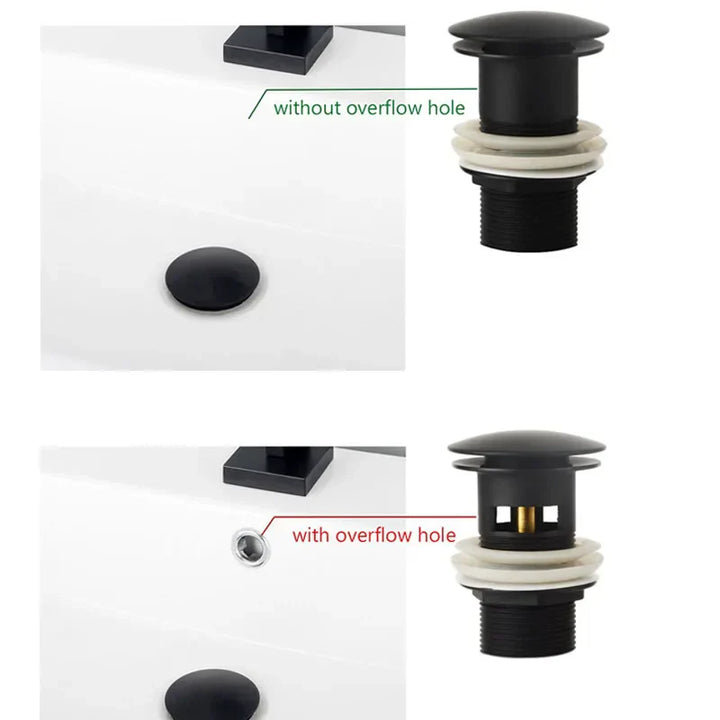 Drain screw with push-down popup – brass | 11 colors | With or without overflow Bowlift