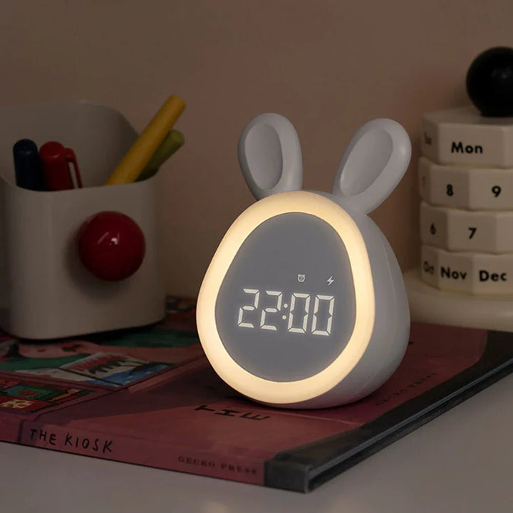 Rabbit-Shaped Kids' Alarm Clock with LED Night Light - BunniGlow | Bowlift