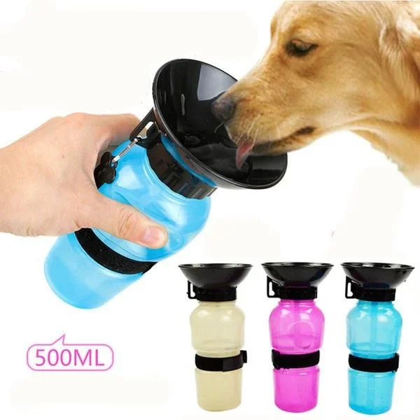 BowLift | Dog Water Bottle HydroPaws | 2-in-1 with Bowl | Leak-proof & Portable | 500ml | Blue, Pink, Grey