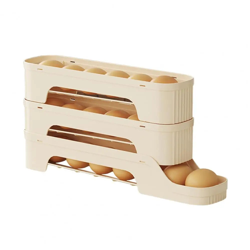 BowLift | Egg Box RolloMaxx | 4-Tier Egg Organizer | Space-Saving & Self-Rolling | Transparent Design