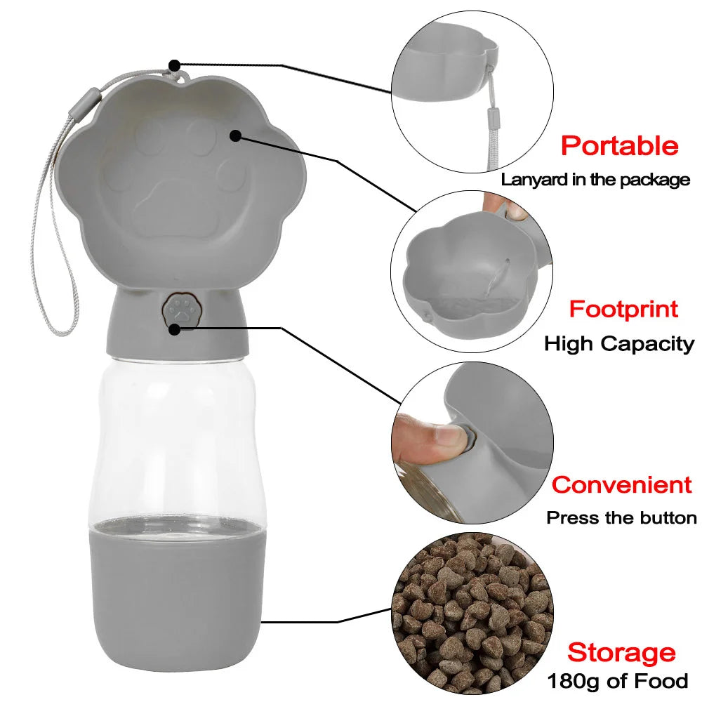 BowLift | Droppa DuoBottle Drink Bottle | 2-in-1 Water & Food Dispenser for Dogs & Cats | Leaksproof & Portable | 380 ml / 530 ml