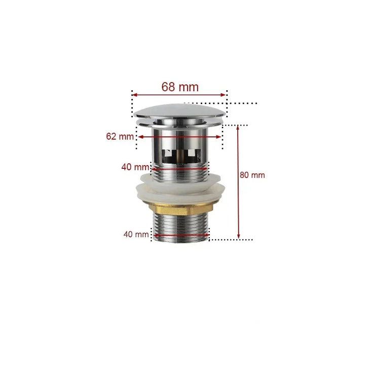 Drain screw with push-down popup – brass | 11 colors | With or without overflow Bowlift