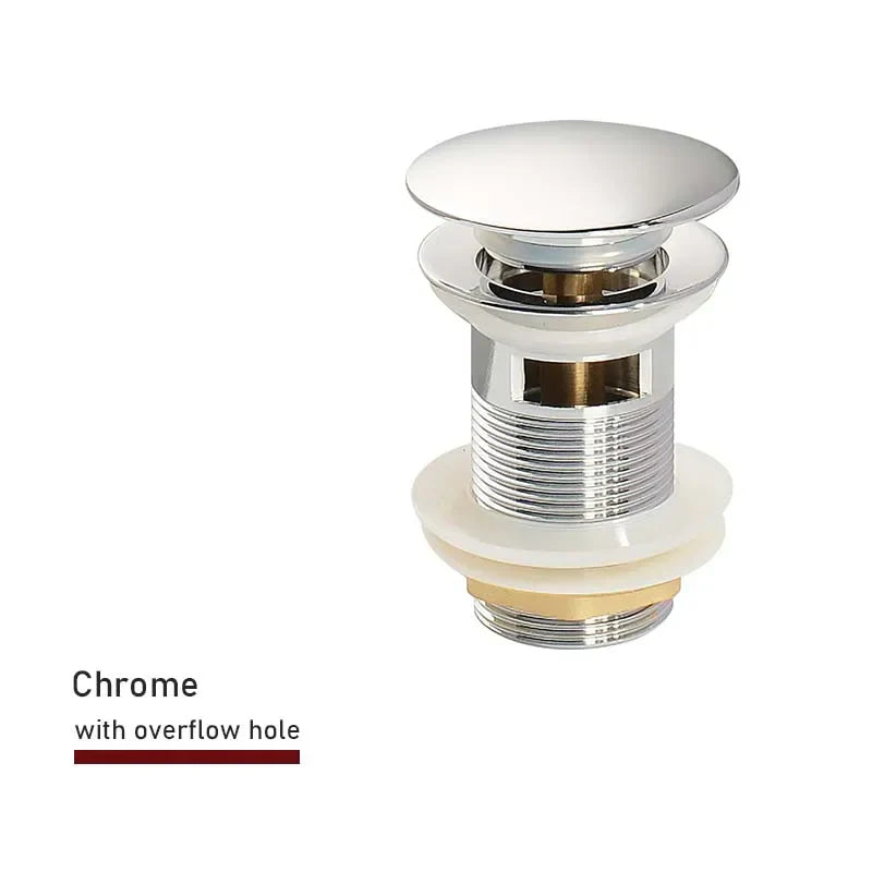 Drain screw with push-down popup – brass | 11 colors | With or without overflow Bowlift