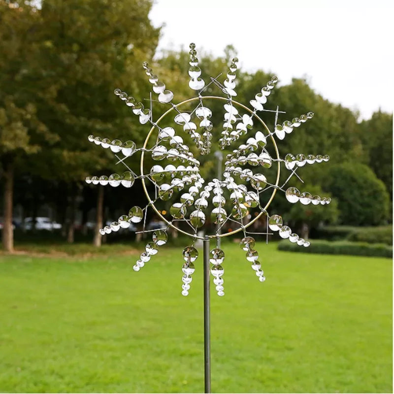 Unique Solar-Powered Kinetic Metal Windmill Spinner - Magical Wind Collectors for Patio, Garden, Lawn Outdoor Decoration Bowlift