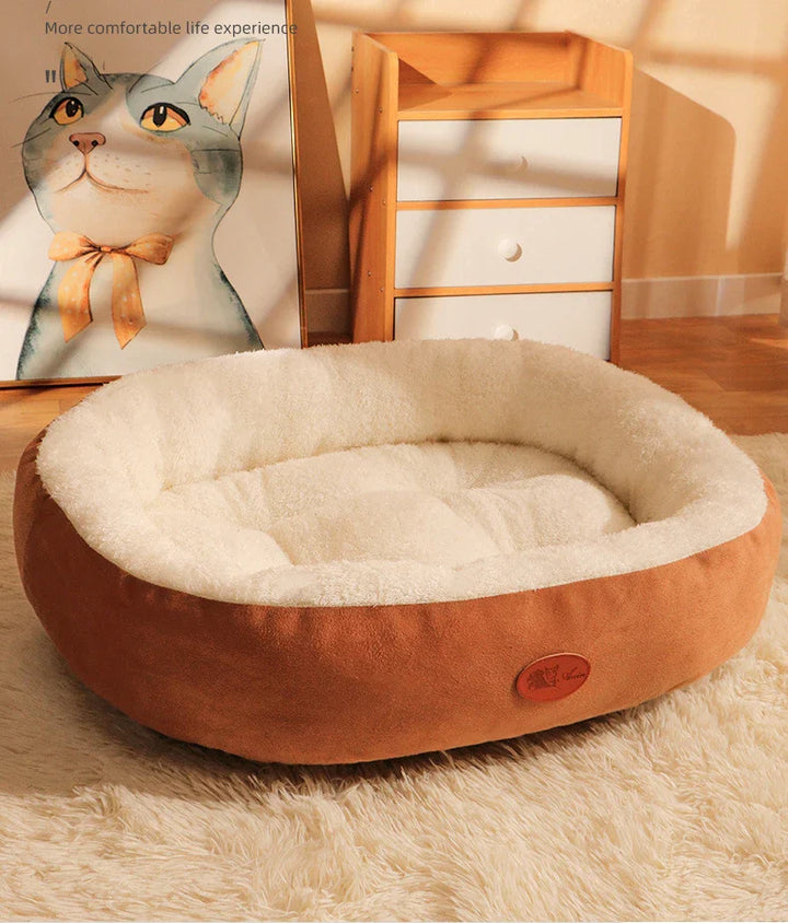 Oval Plush Bed for Dogs & Cats Bowlift