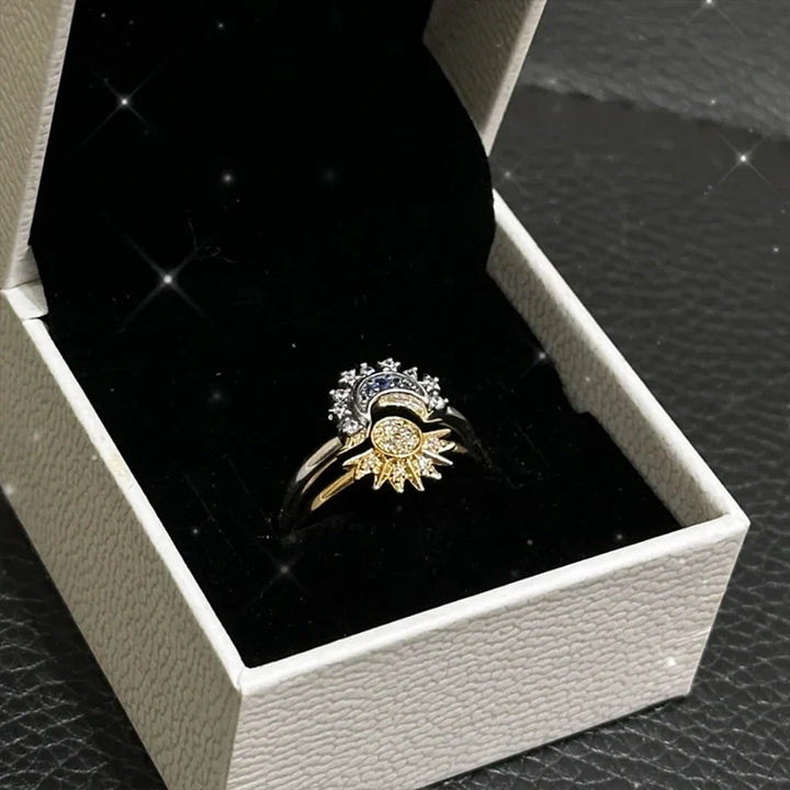 BowLift | Celestial Sun and Moon Charm Sparkling Ring