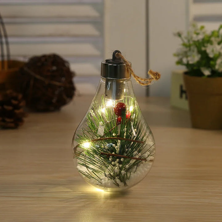 BowLift | LumiLeaf LED Light Orb with Leaves | Transparent Decorative Light with Warm Sparkle | Battery Operated & Hangable | For Weddings, Christmas & Living Room