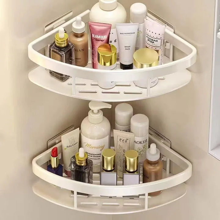 BowLift | AquaSpace Pro | Corner Shower Shelf Without Drilling | Aluminum | Rust-Free & Load-Bearing | Bathroom Shelf in Black, White, Silver or Black-Gold