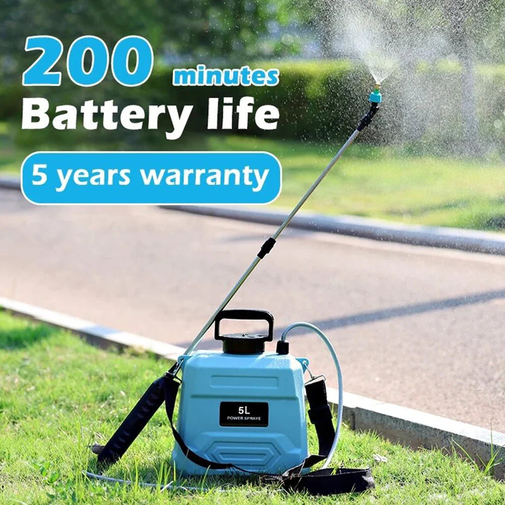 BowLift | SPRAYMATE Pro Battery Pressure Sprayer | 5 L Shoulder Spray Bottle | USB Charging & Adjustable Nozzle | For Garden, Cleaning & Weed Control