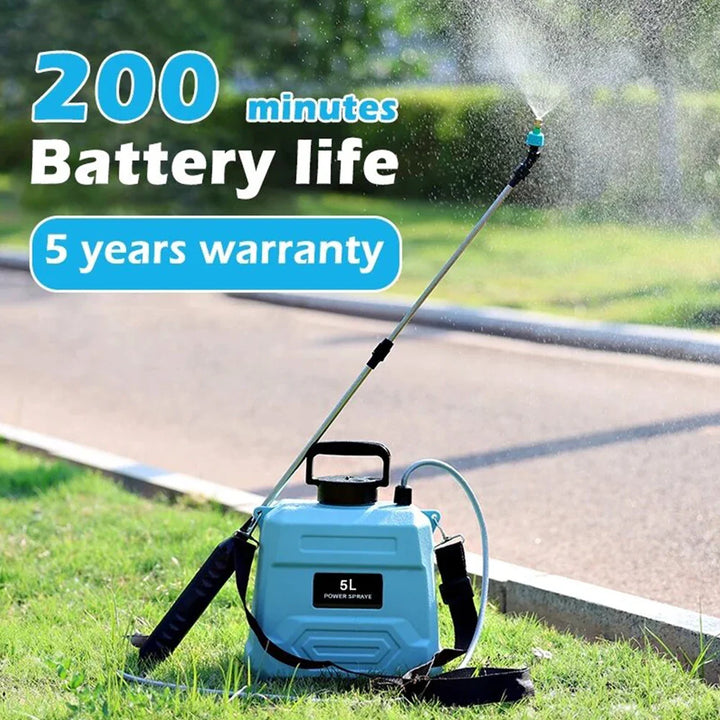 BowLift | SPRAYMATE Pro Battery Pressure Sprayer | 5 L Shoulder Spray Bottle | USB Charging & Adjustable Nozzle | For Garden, Cleaning & Weed Control