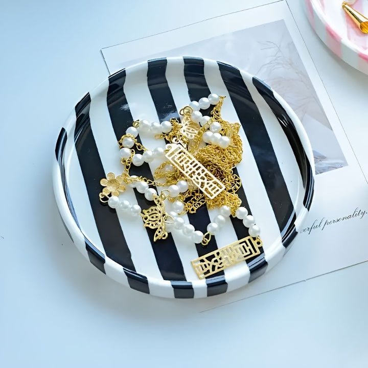 BowLift | Silva Ceramic Stripe Jewelry Tray