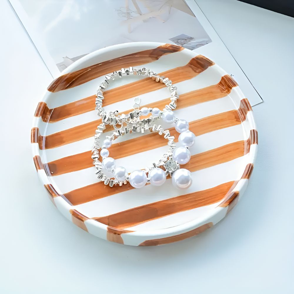BowLift | Silva Ceramic Stripe Jewelry Tray