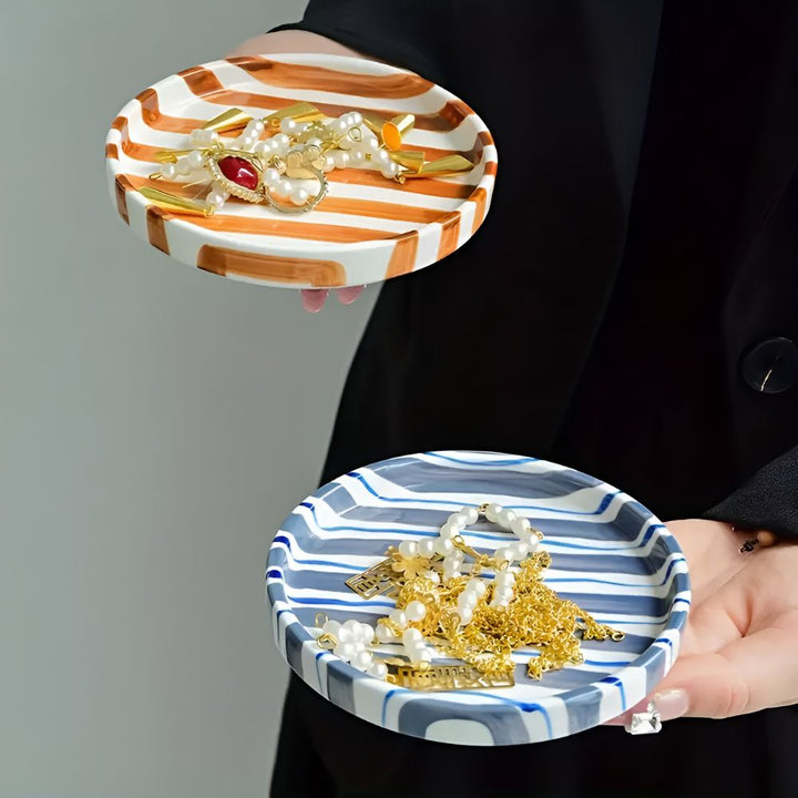 BowLift | Silva Ceramic Stripe Jewelry Tray