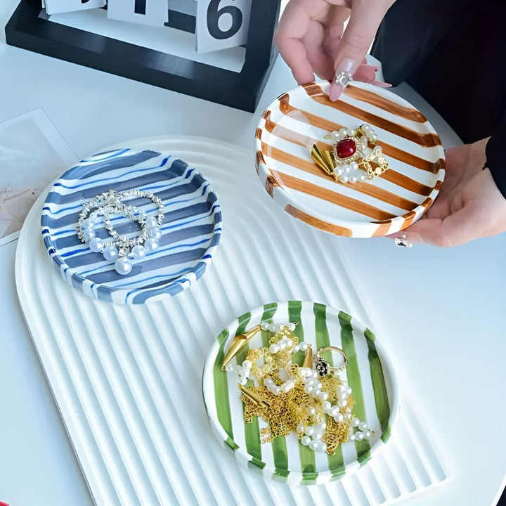BowLift | Silva Ceramic Stripe Jewelry Tray